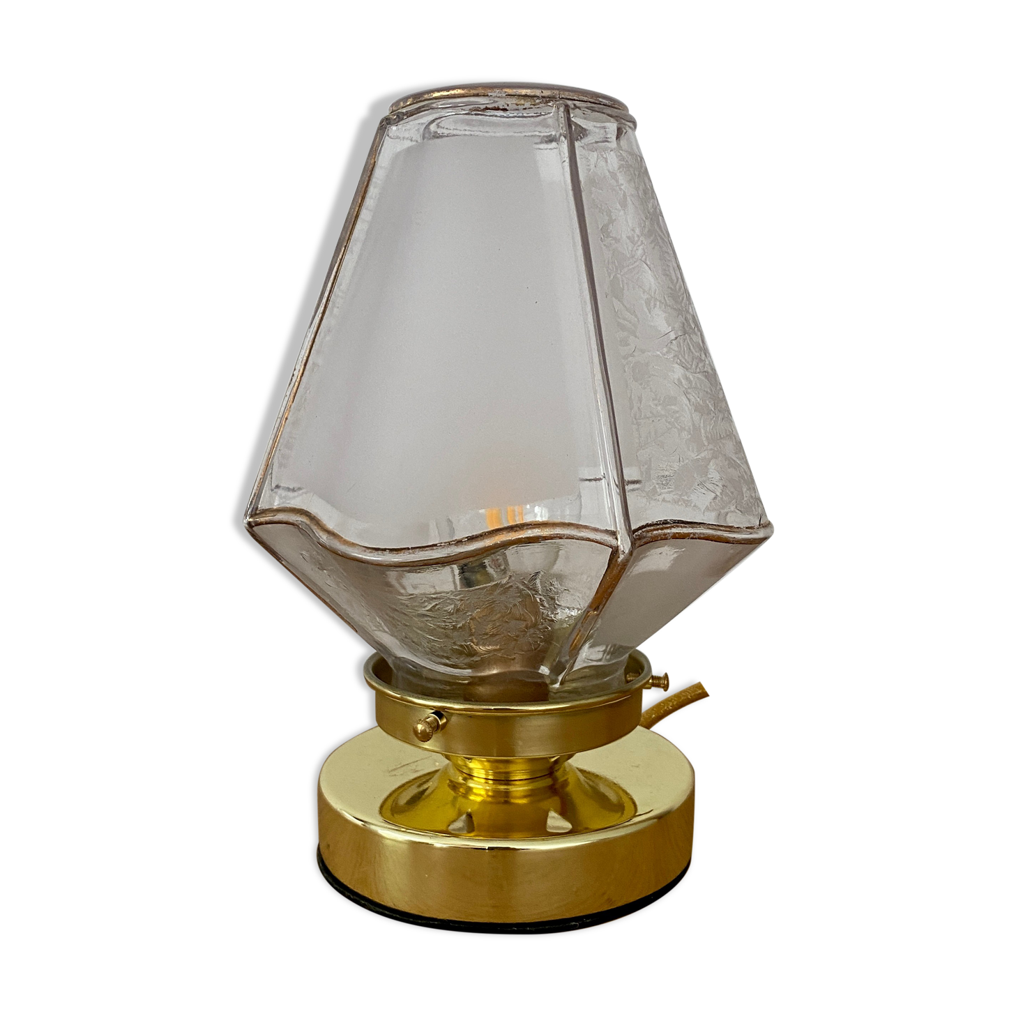 Table lamp globe vintage art deco white and gold
