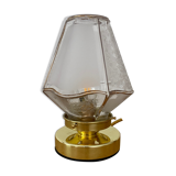 Lampe à poser globe vintage art déco blanc et doré