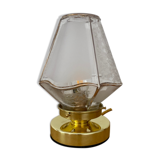 Table lamp globe vintage art deco white and gold