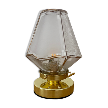 Lampe à poser globe vintage art déco blanc et doré