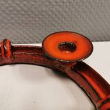 Candle holder in red ceramic, Danish from the 70s, perfect as an Advent candle holder for Christmas