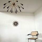 Old spider chandelier Italian metal, vintage Sputnik lamp 15 lights