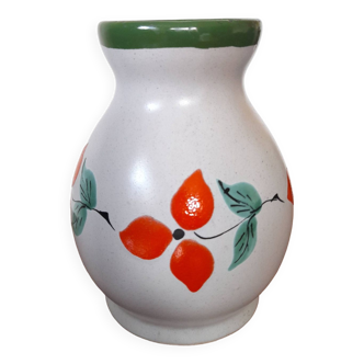 Vase vintage Poët Laval orange et vert