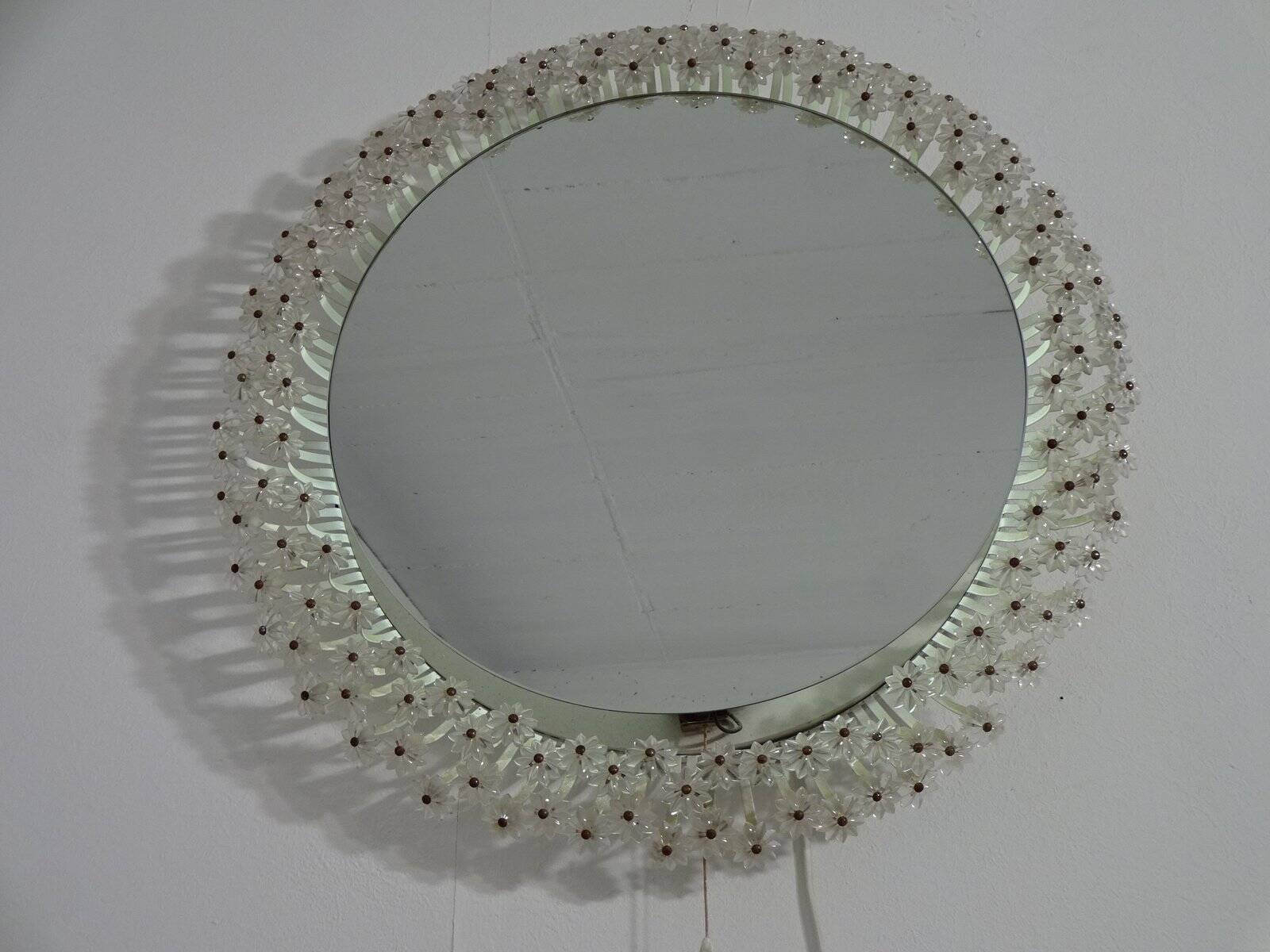 Austrian Illuminated Flower Mirror, 1960s