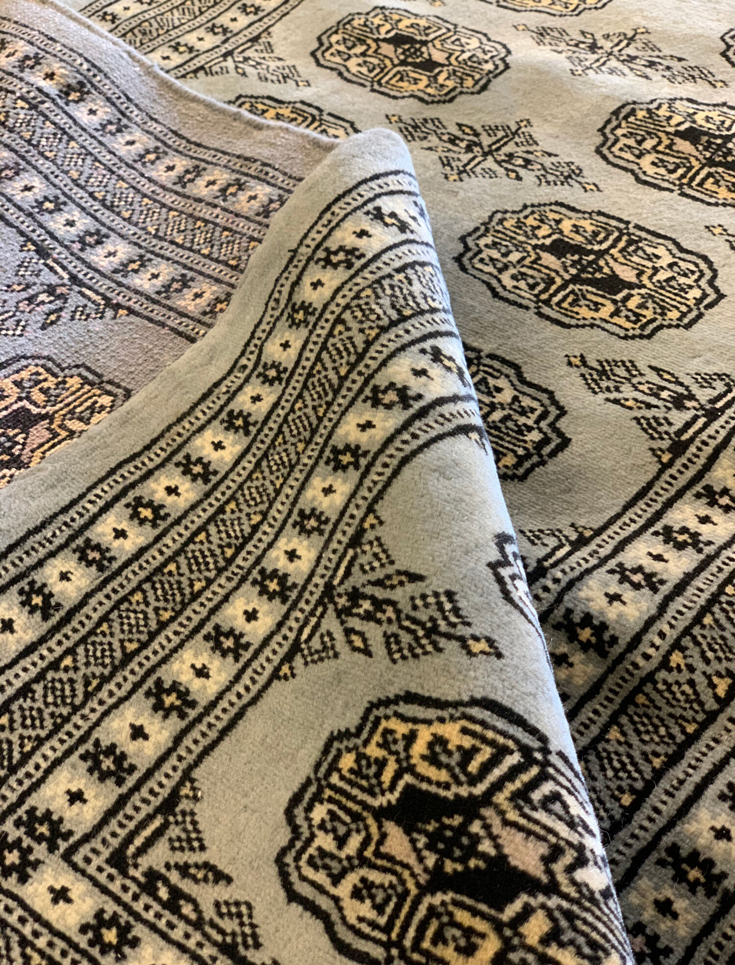 New grey bokhara runner rug - 78x234cm