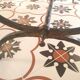 Coffee table, wooden top, wrought iron legs