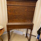 Lady bonheur du day secretary cabinet oak with marquetry and mother-of-pearl