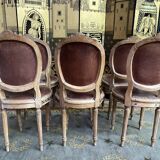 Suite of 6 Louis XVI 1900 leather chairs