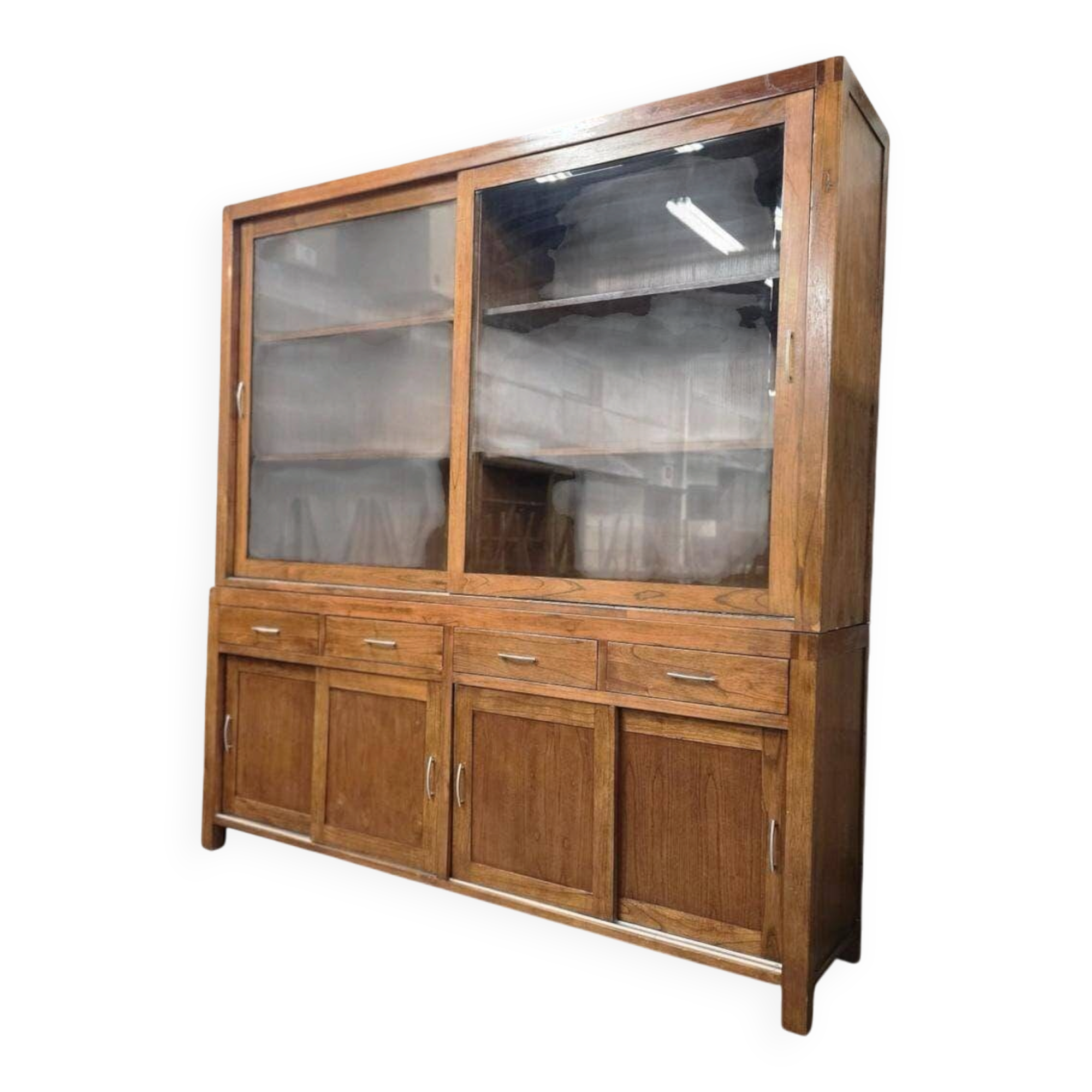 XL vintage wooden display cabinet / sideboard / wall cupboard