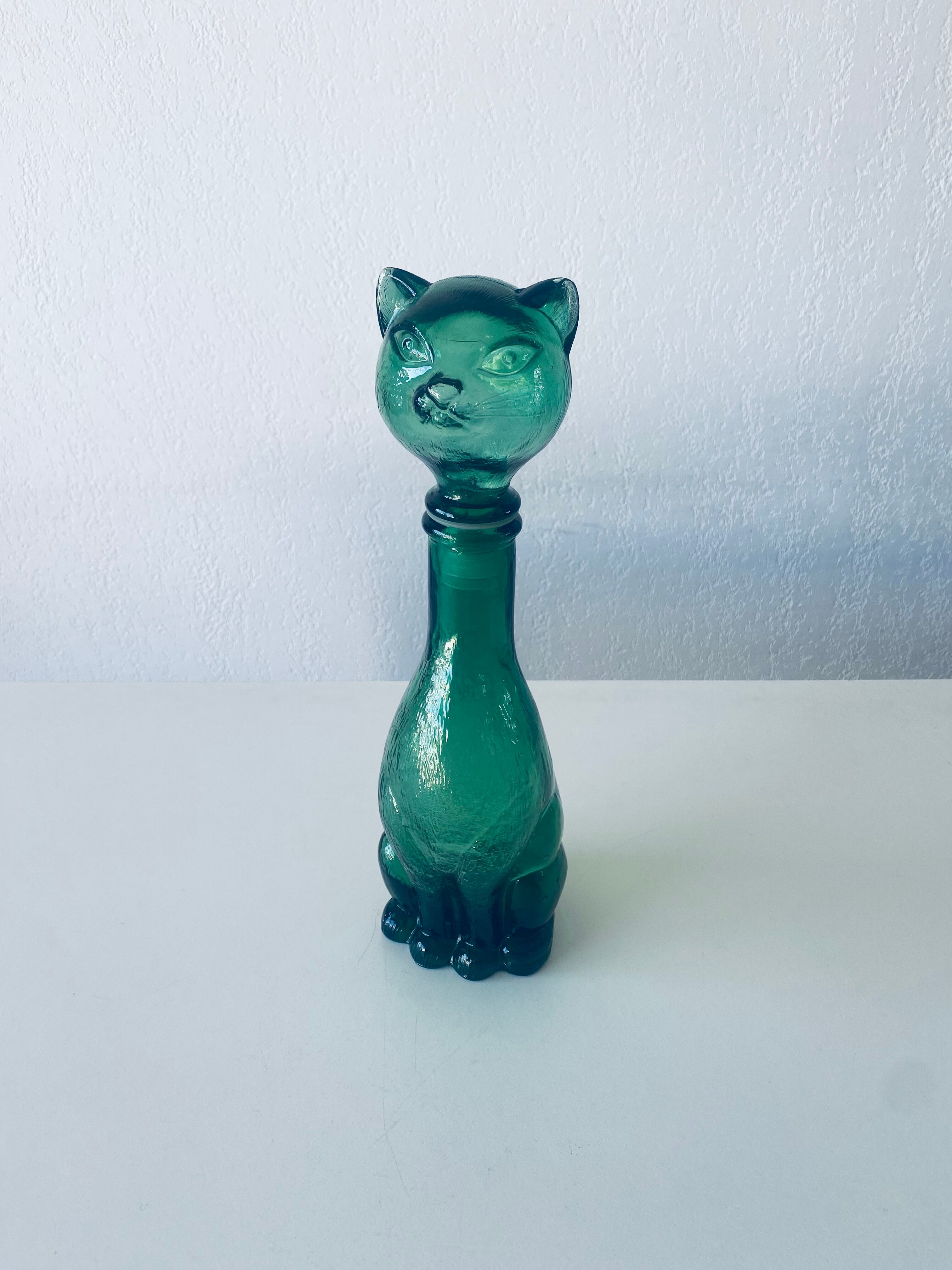 Vintage glass decanter in cat shape