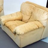 Vintage pair of leather armchairs by Ammannati and Vitelli for Brunati, Italy 1970s.