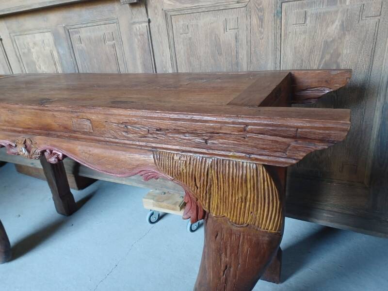 Antique console table in ethnic exotic wood