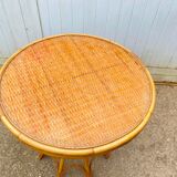 Round rattan table dia 65cm vintage 60s