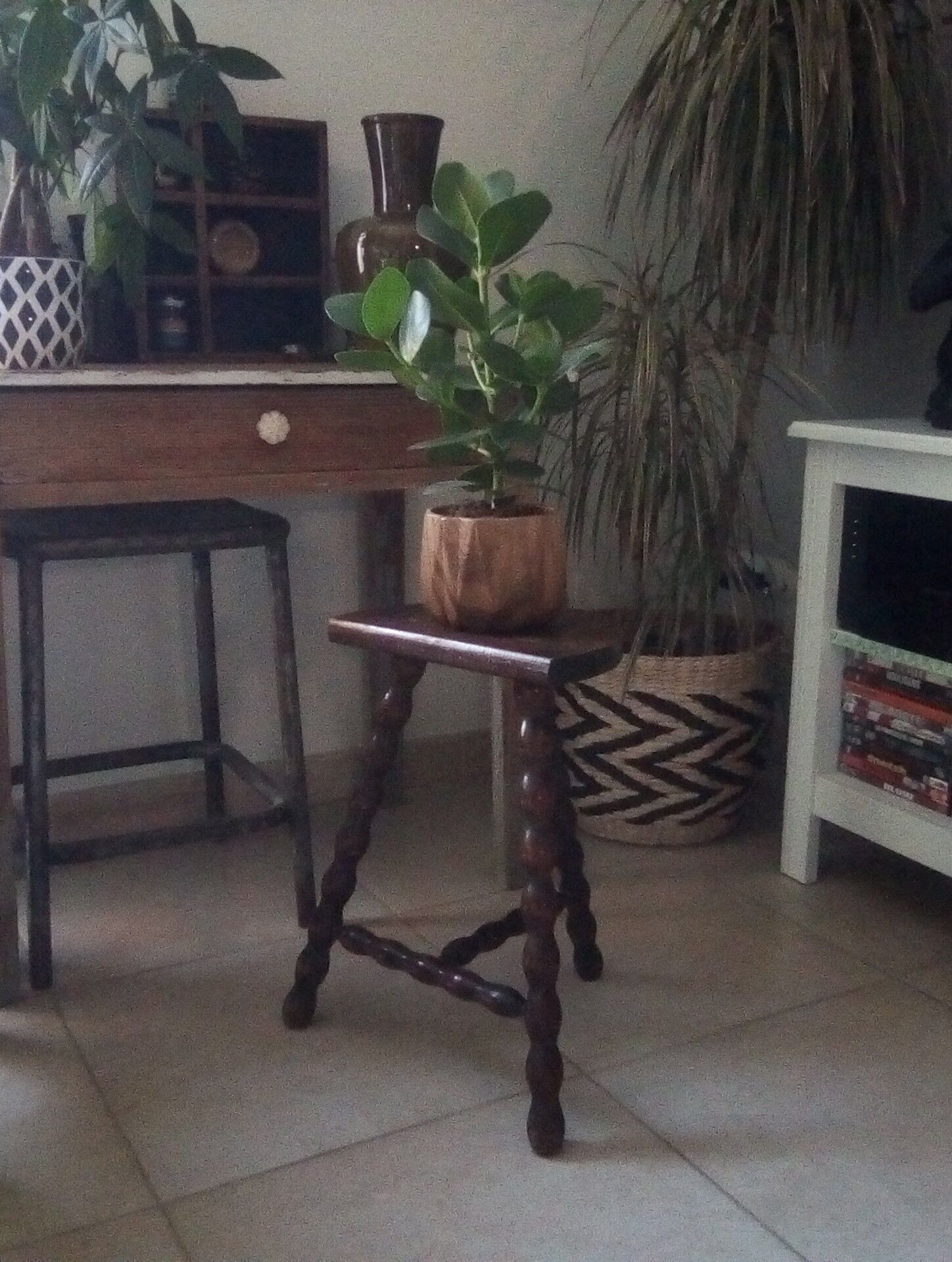 Vintage turned wooden stool