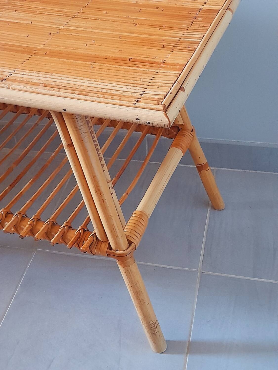 Rattan table, Audout Minet / Capron 1950