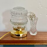 Vintage globe table lamp in molded glass