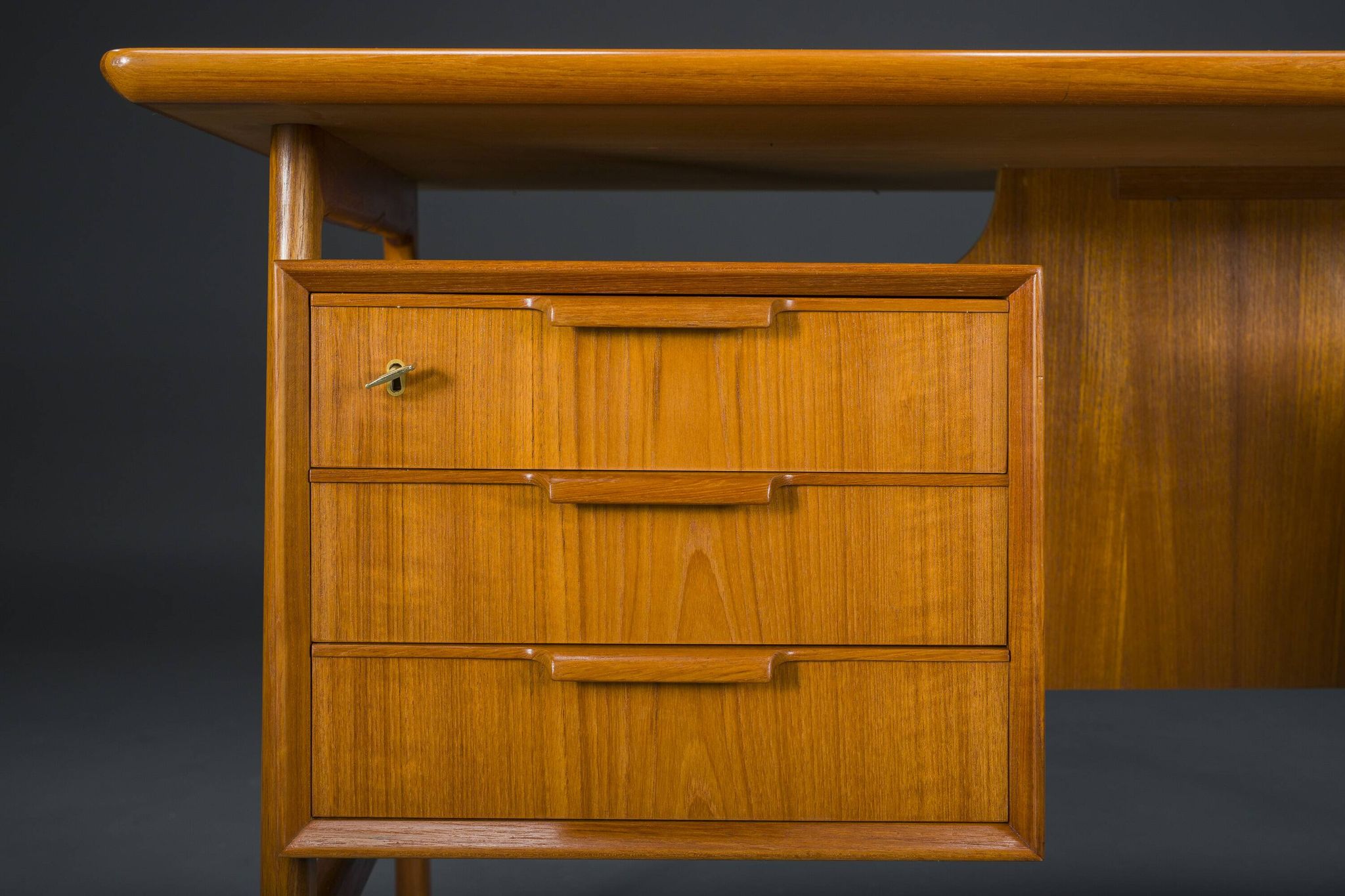 Model 75 Teak Desk by Gunni Omann for Omann Jun Furniture Factory, 1960s