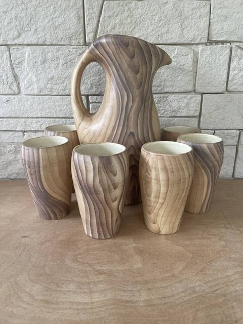 Vintage drink set Grandjean Jourdan Faux Bois Ceramic style