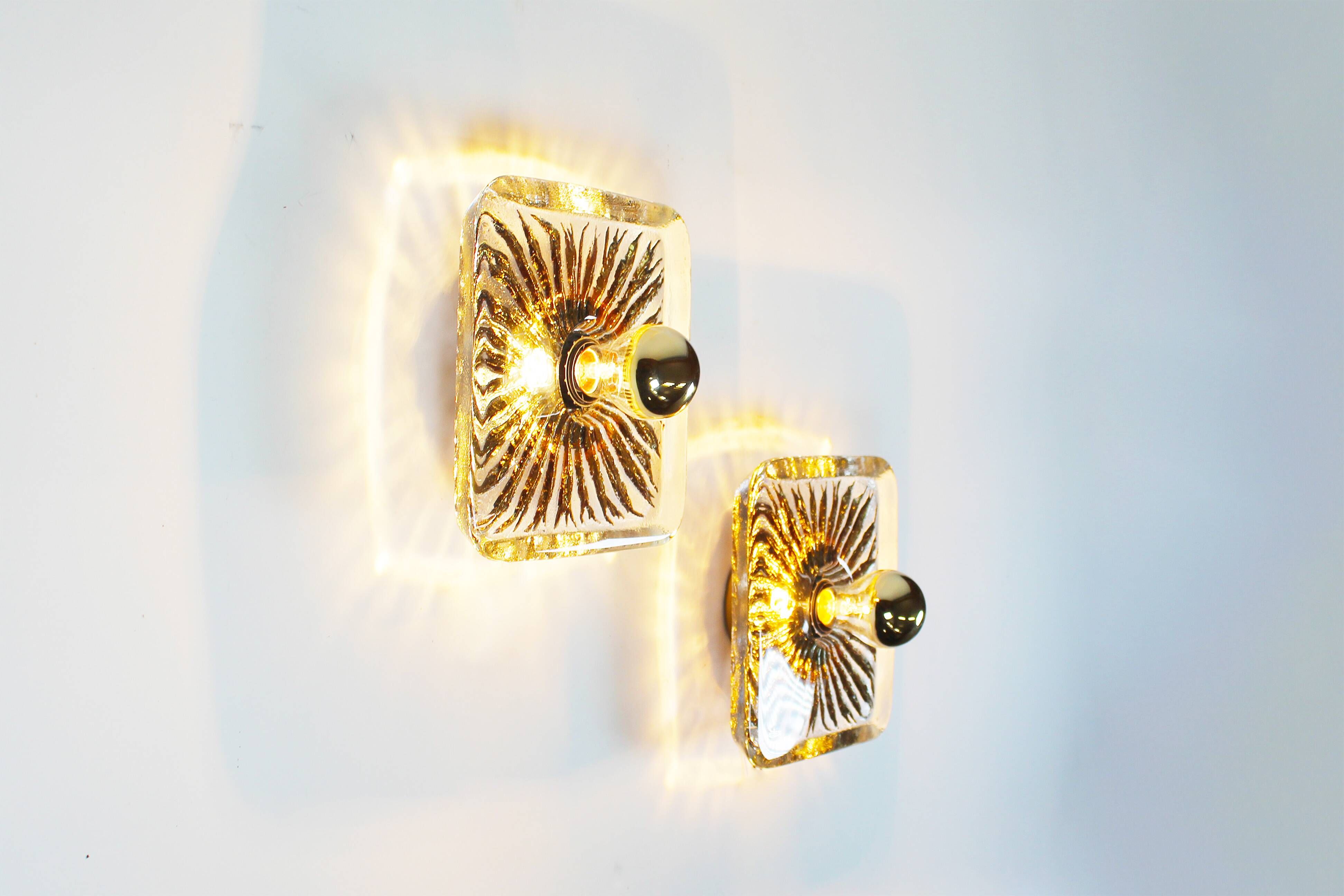 Large pair of gold plated muranoglass sconces by Peill & Putzler