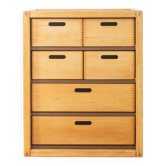 Commode Flötotto, années 1970, hêtre, HPL marron, 6 tiroirs
