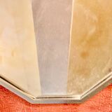 Modernist Art Deco mirror top in nickel-plated metal and handles translucent glass and ebony tube handles