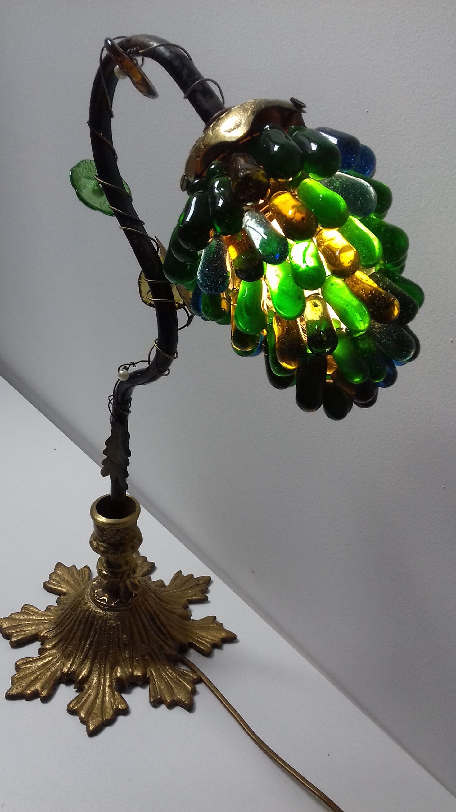 Lampe art deco grappe de raisin verre de Murano