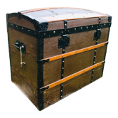 Malle de transport  bois toilée vers 1870