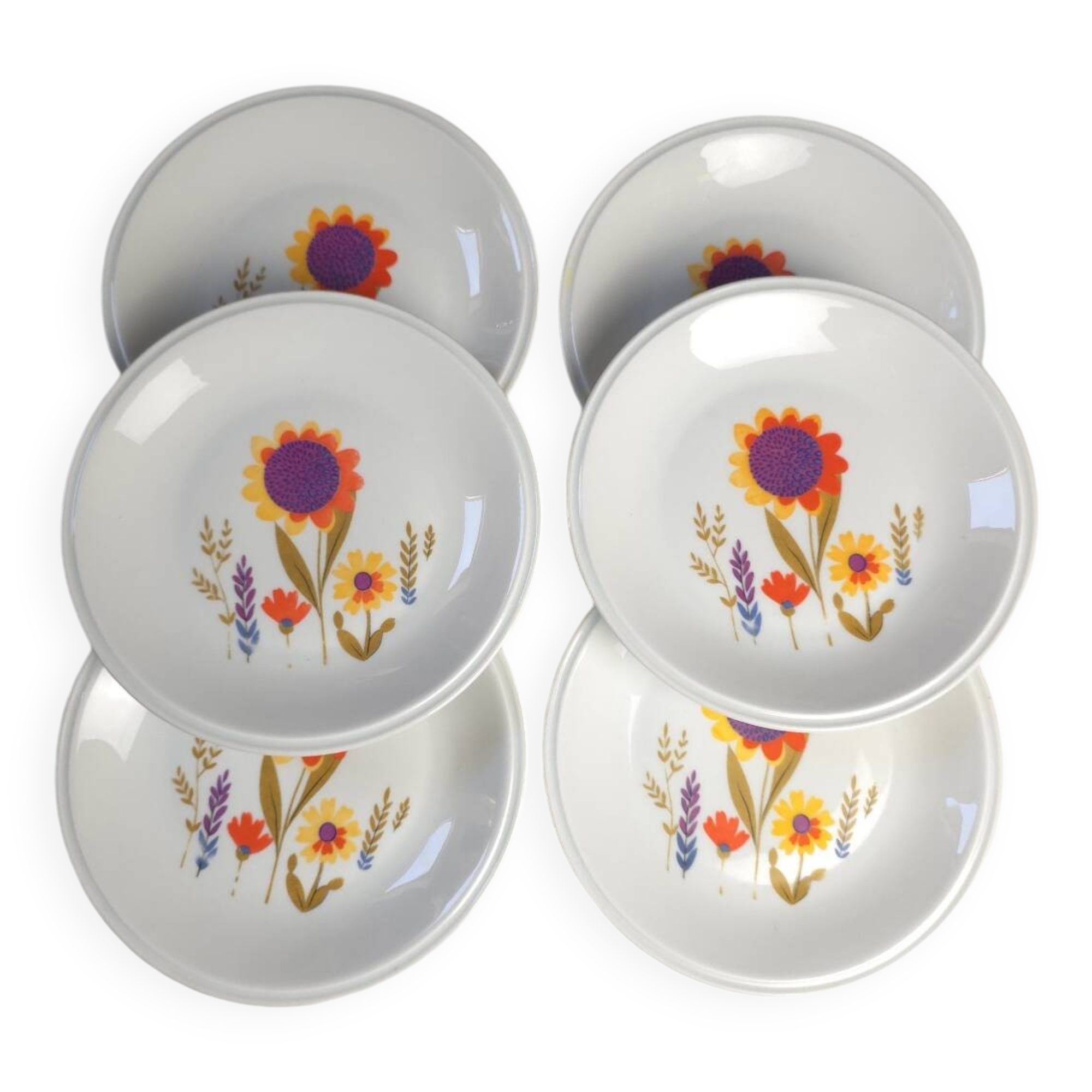 6 Porcelain dessert plates Sologne 1970