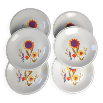 6 Assiettes dessert Porcelaine Sologne 1970