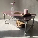 Table basse vintage rustique - rose et doré