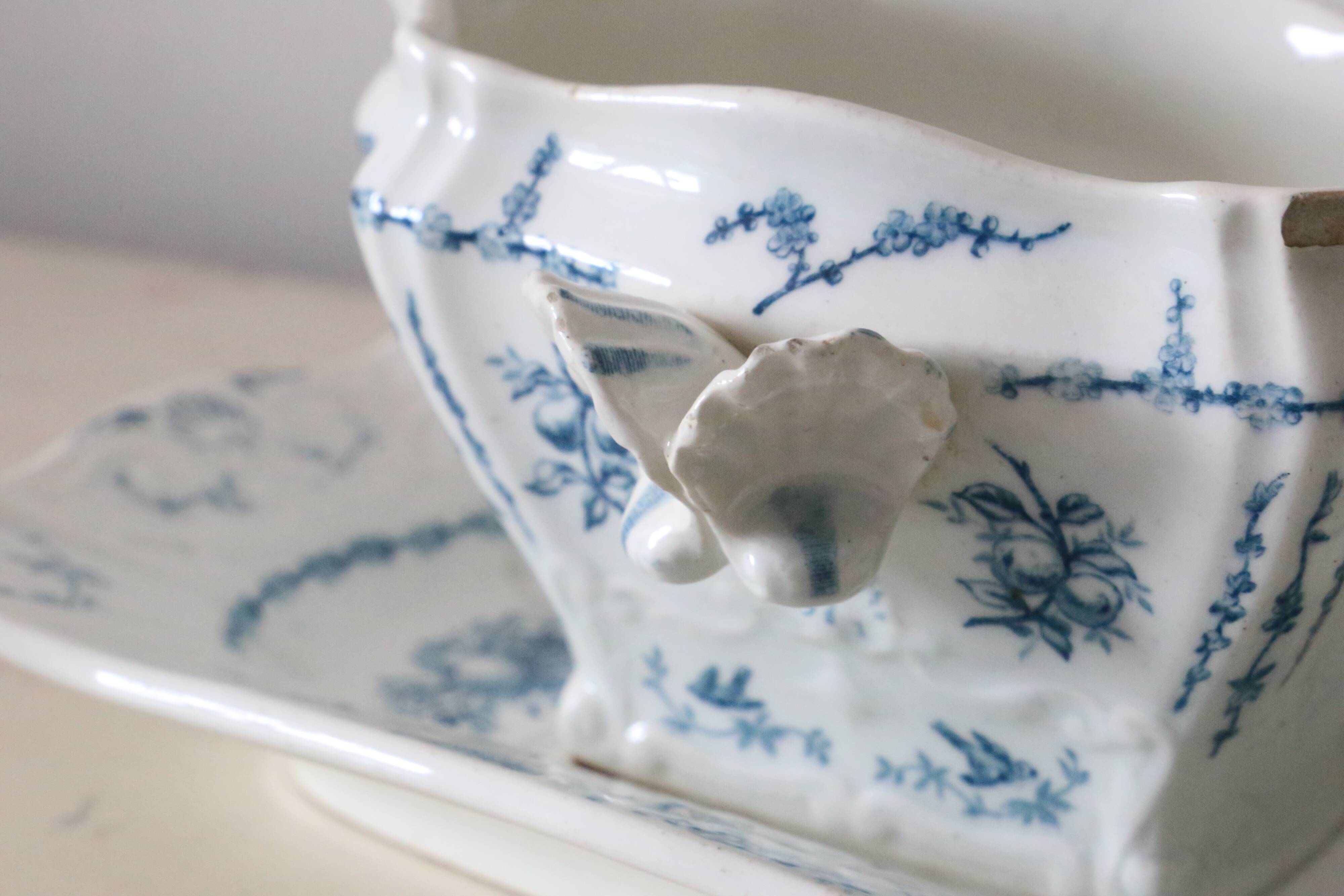 Pompadour ironstone sauceboat, Clairefontaine factory