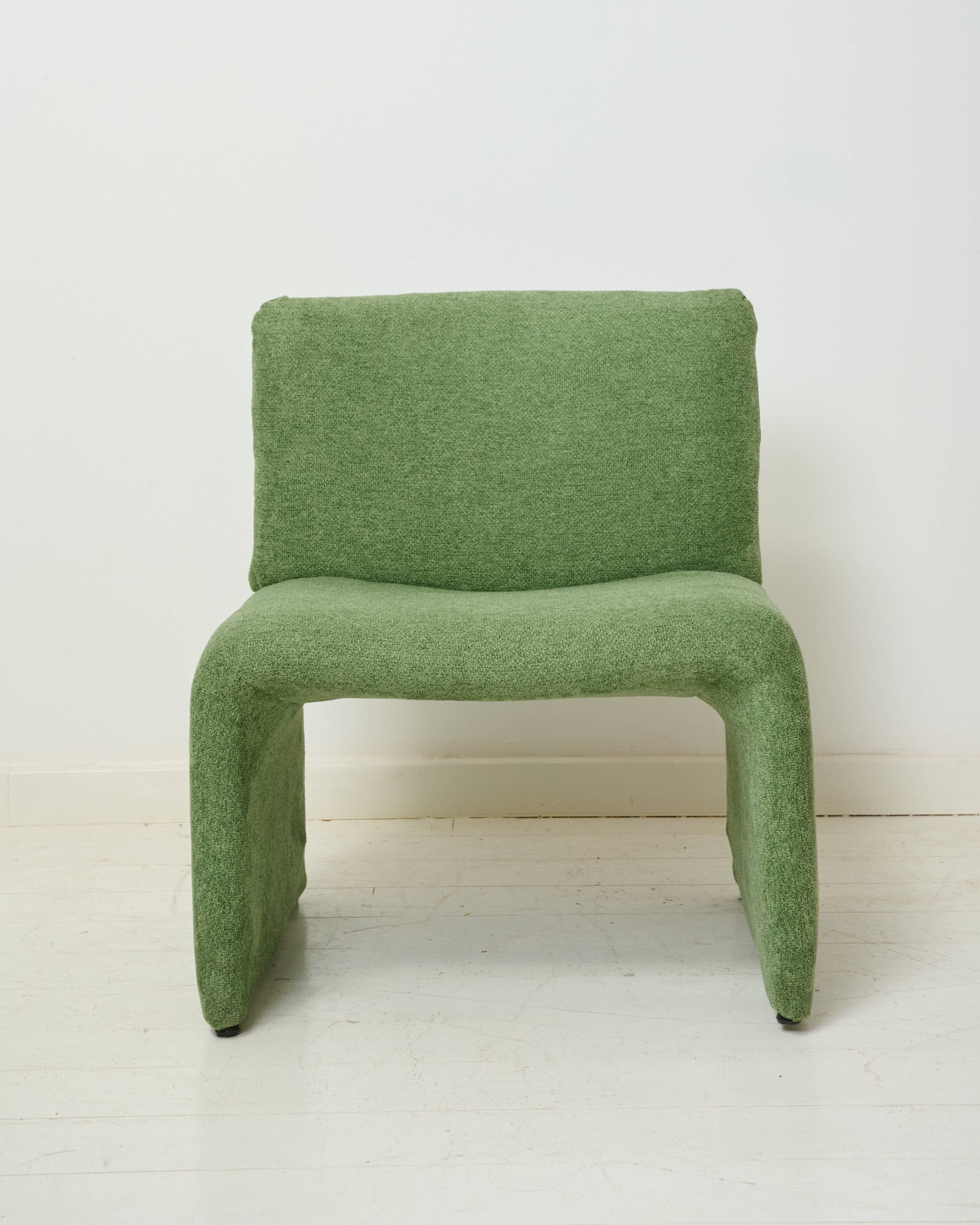 Green velvet armchair, 1970