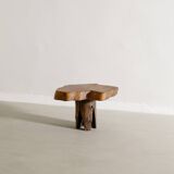 Vintage Small French Free Form Sculptural Side Wooden Sofa Table, 1960s