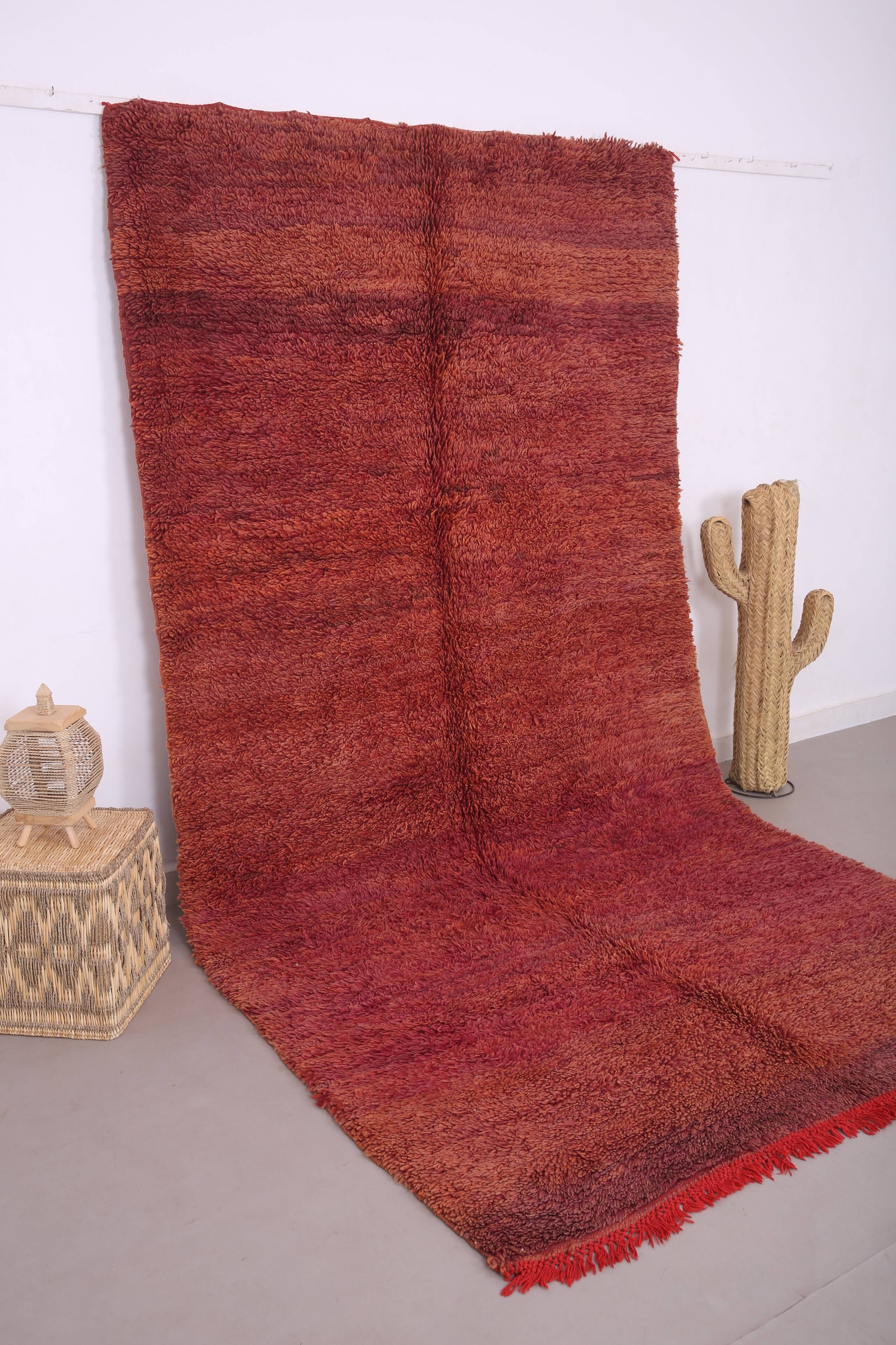 Burgundy Vintage Handmade Moroccan rug 180 x 336 cm - Berber wool Rug