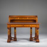 Wilhelmine secretary in walnut & exotic veneer with leather top