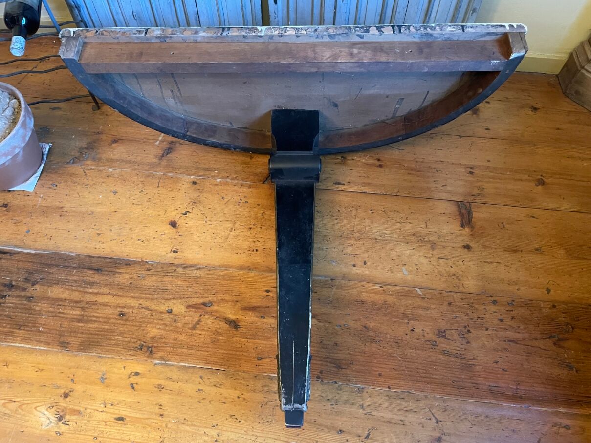 Half-moon console side table faux marble