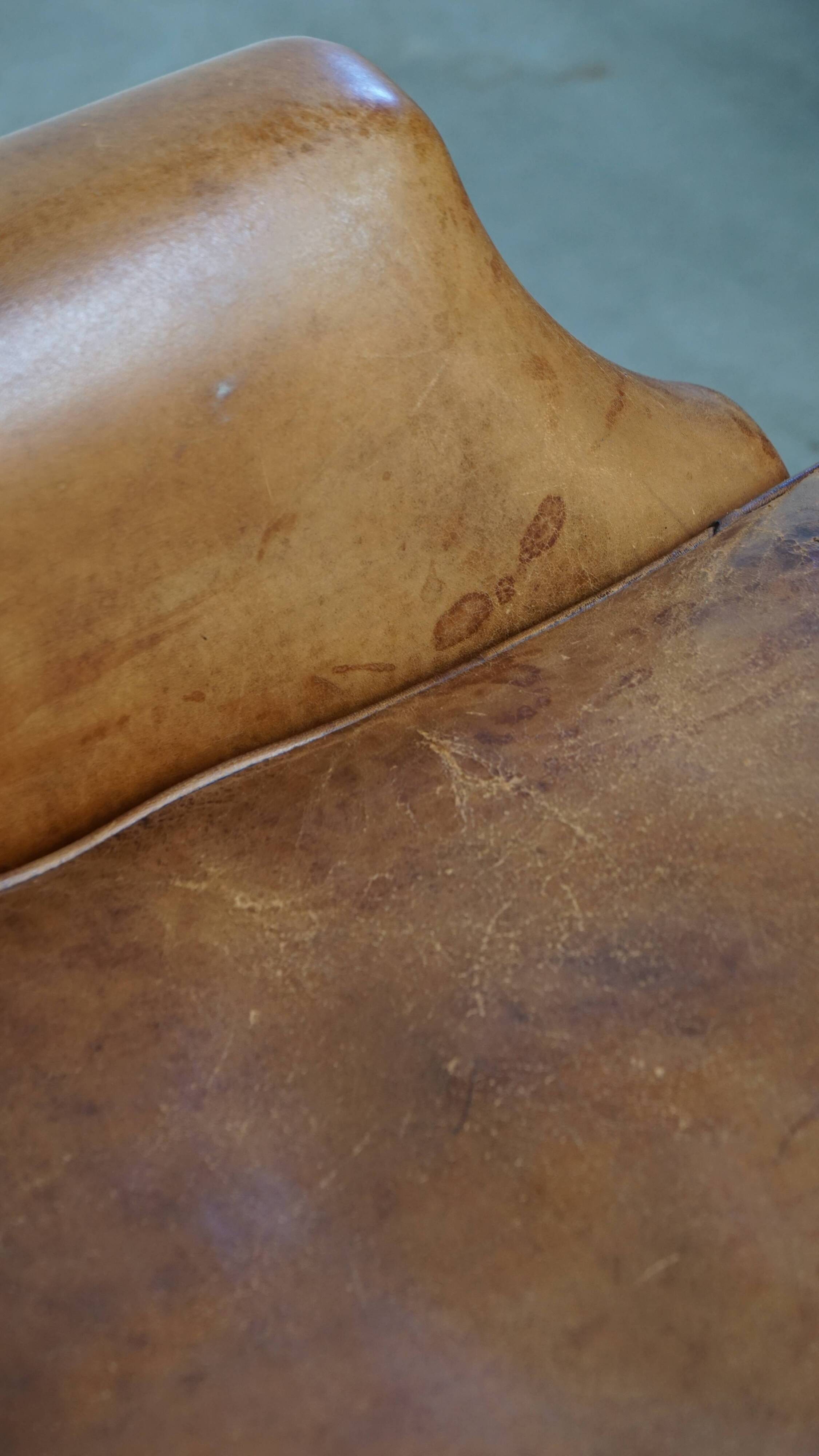 Vintage Armchair Made of Sheepskin Leather
