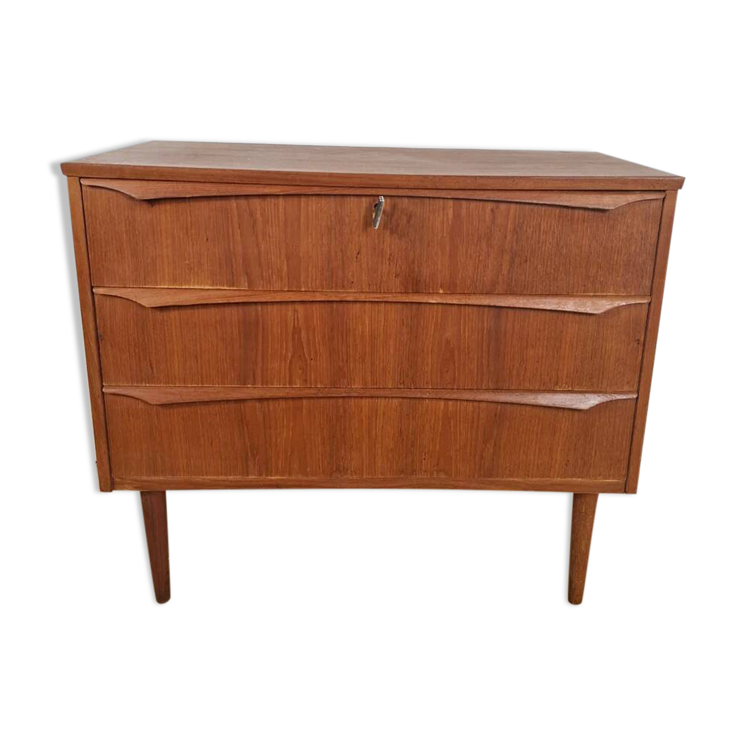 Small vintage chest of drawers with three drawers – Scandinavian mid-century teak design, 1960s