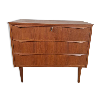 Small vintage chest of drawers with three drawers – Scandinavian mid-century teak design, 1960s