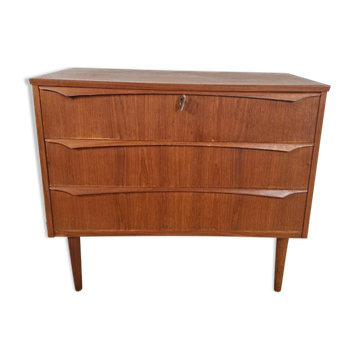 Small vintage chest of drawers with three drawers – Scandinavian mid-century teak design, 1960s