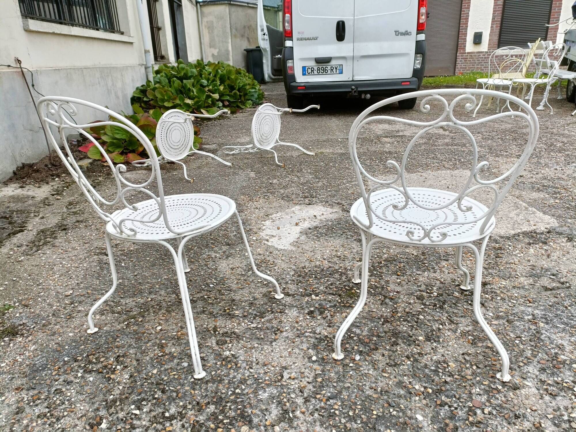 Garden furniture 4 places wrought iron old vintage xxeme