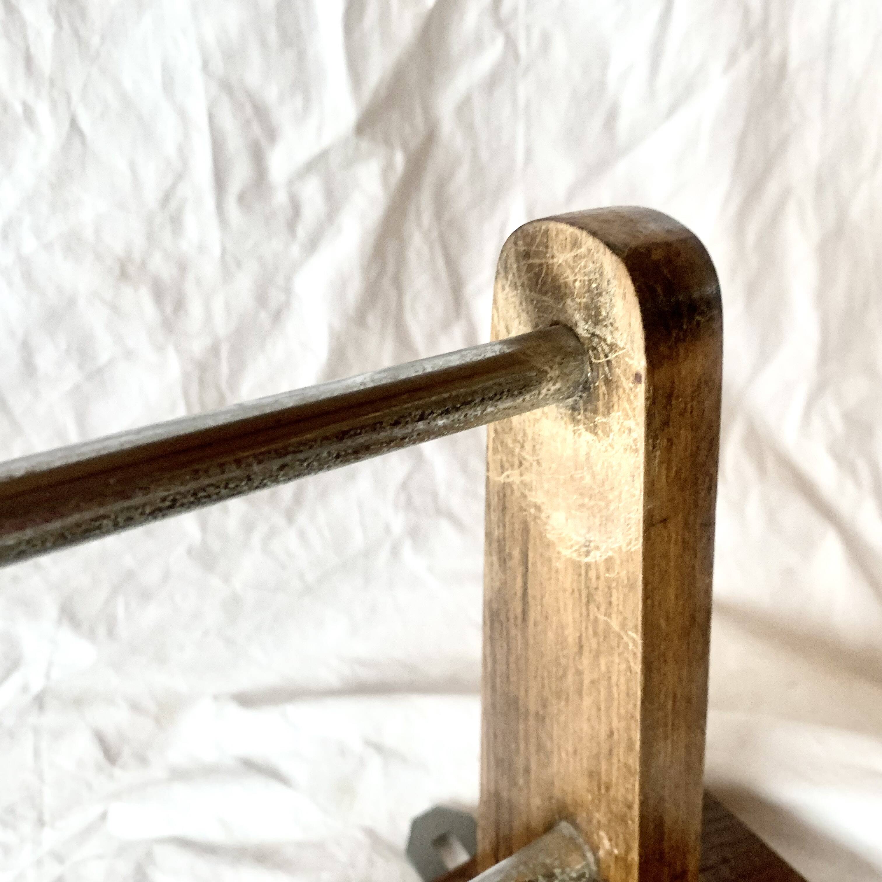 Large Art Deco wooden wall coat rack with mirror and hat rack