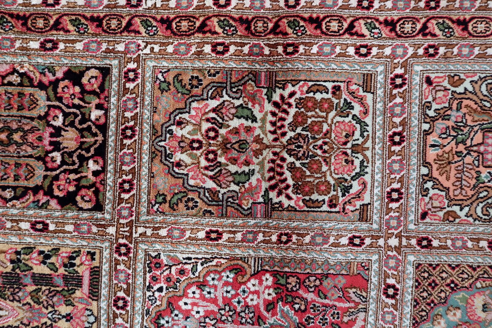 Vintage 1950s Persian Qum silk rug 72cm x 140cm