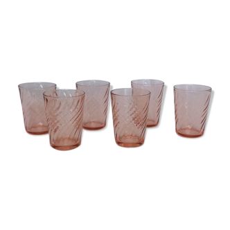 Set of 6 pink glasses Arcopal France Luminarc 1970