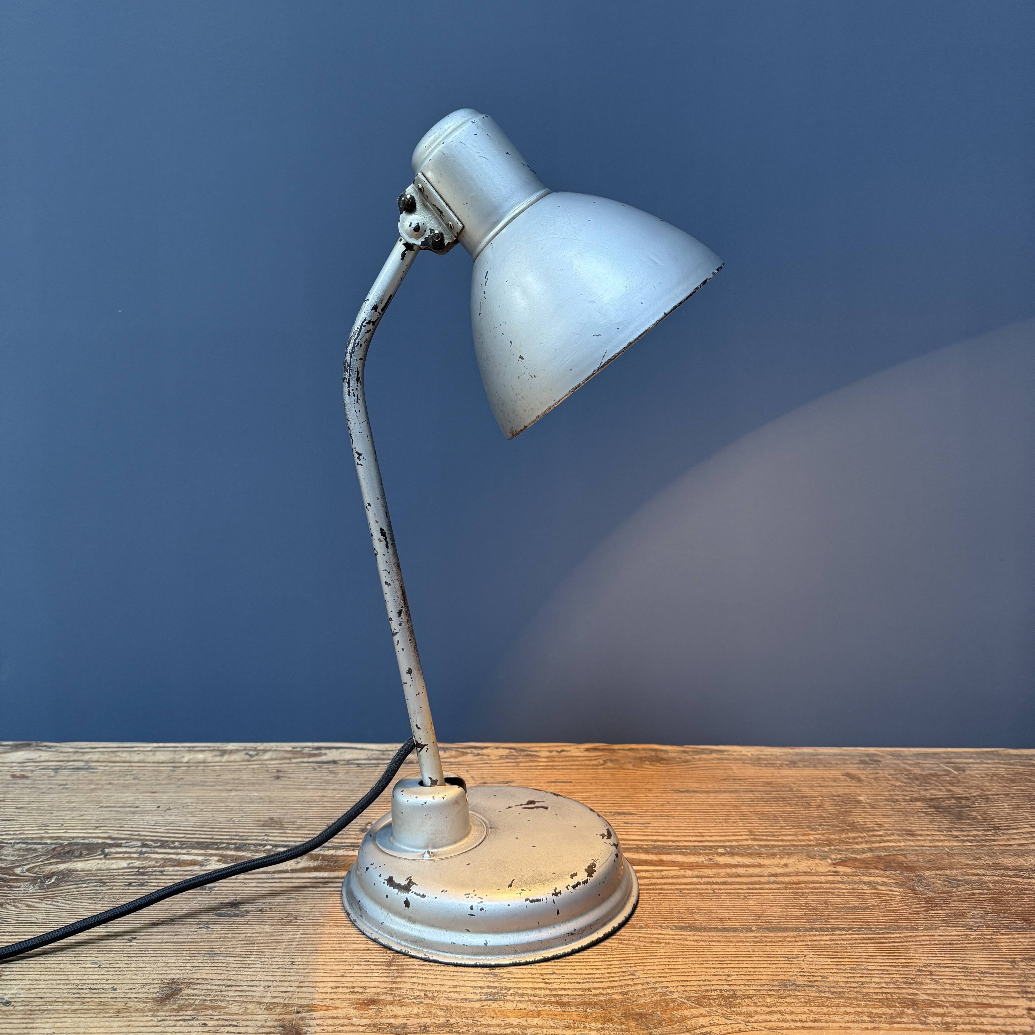 Silver-grey Bauhaus desk lamp