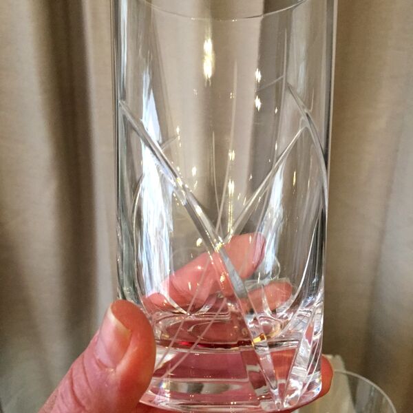 Suite de 4 verres a jus de fruits long drink en cristal taille