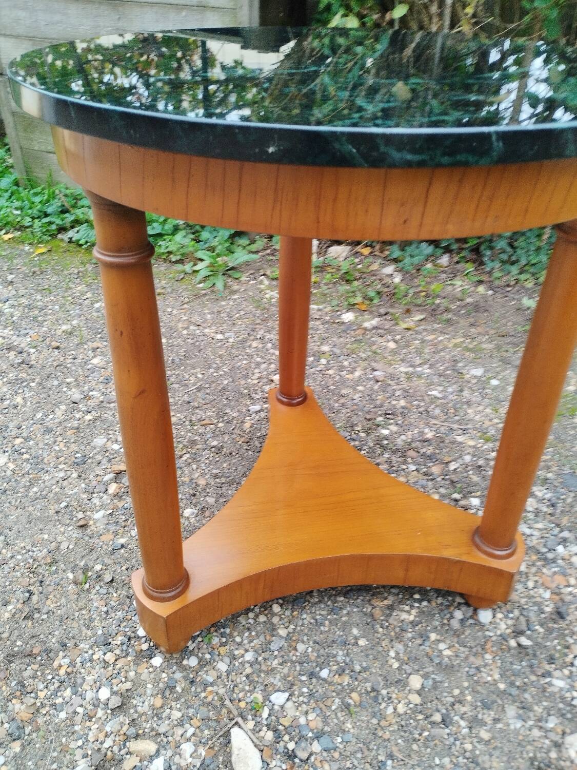 Antique Empire style pedestal table with marble top