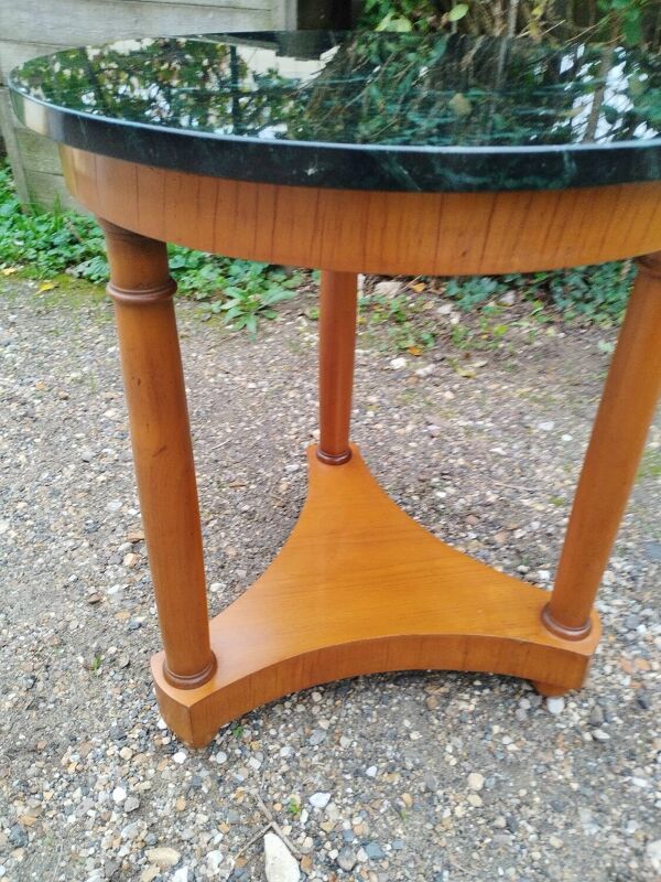 Guéridon, table d'appoint style Empire en bois et marbre