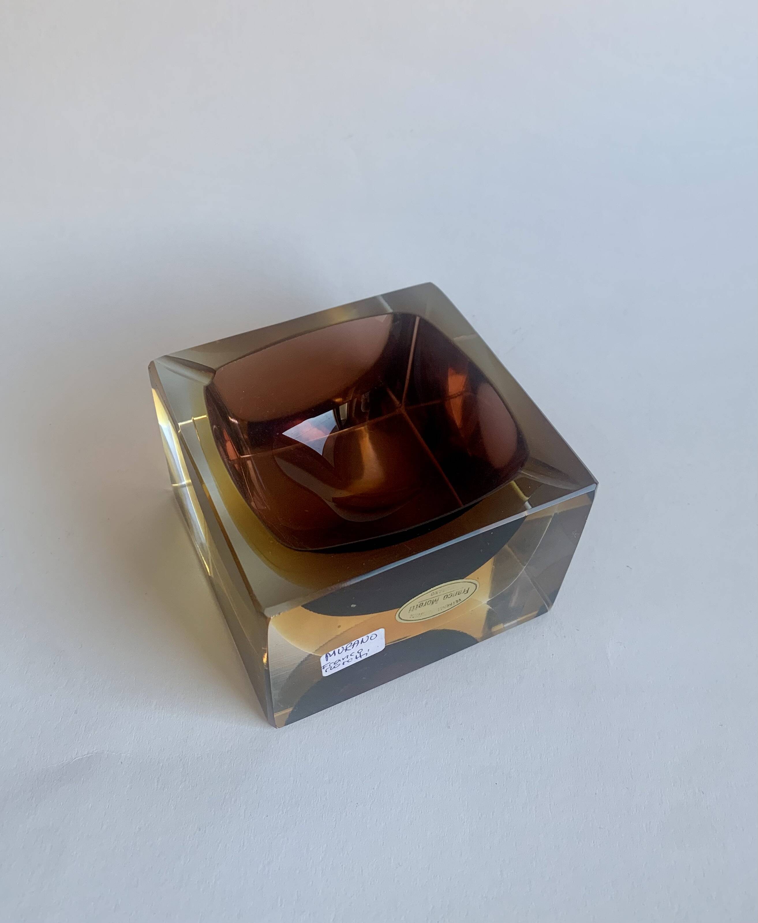 Sommerso Murano Glass Ashtray by Flavio Poli