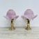 Set of 2 pink Murano glass table lamps with alabaster detail, 1970s